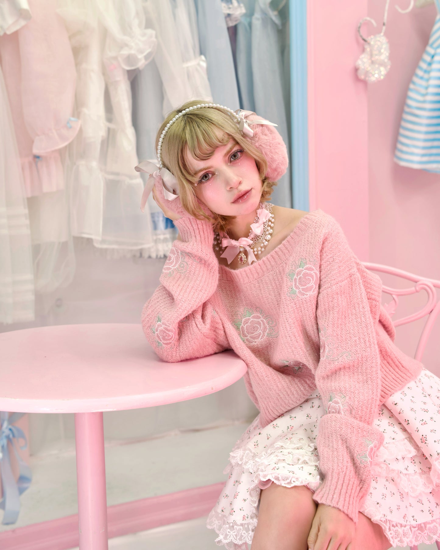 Dreamy Rose Off-Shoulder Jumper - Pink // PREORDER