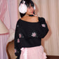 Dreamy Rose Off-Shoulder Jumper - Black // PREORDER