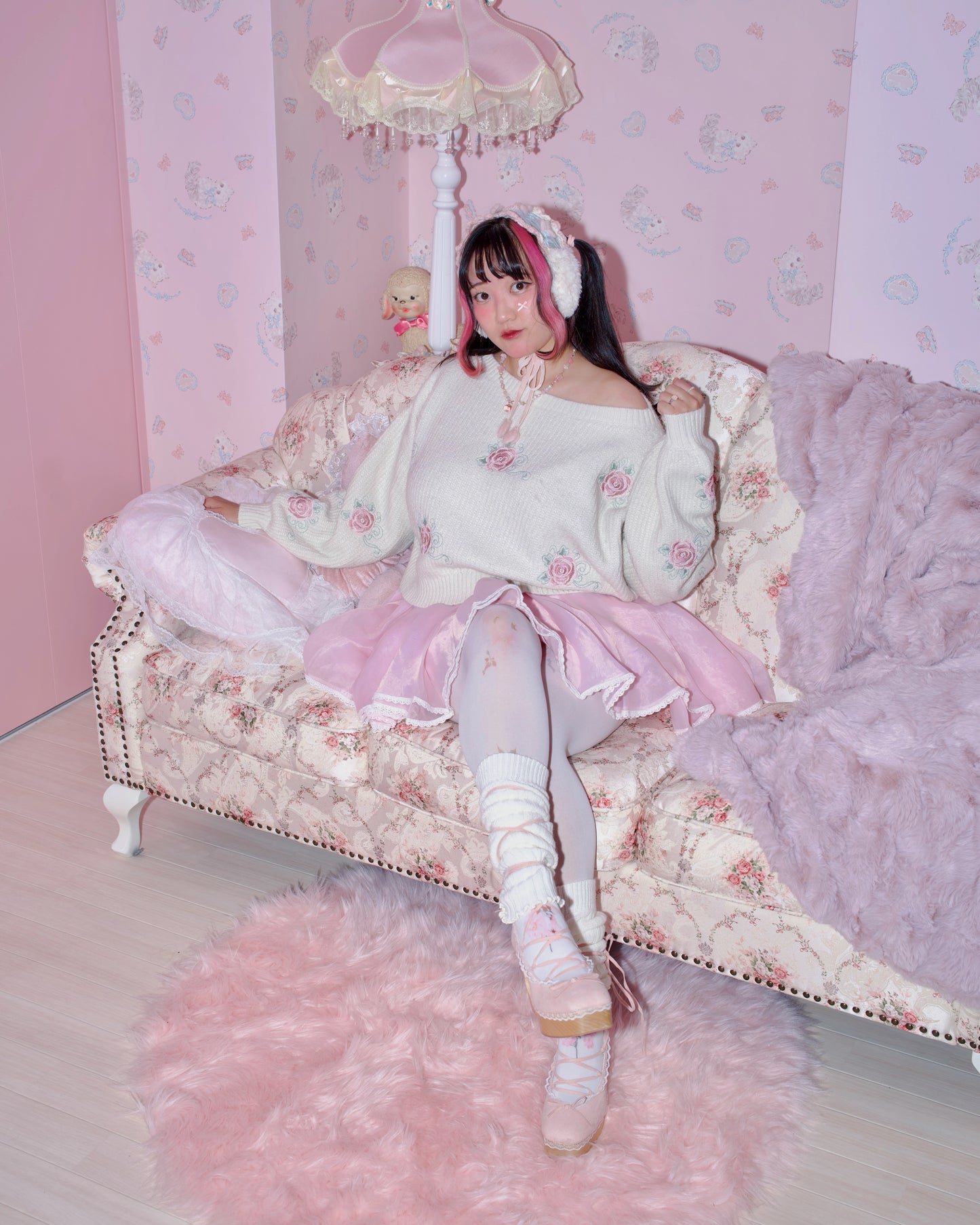 Dreamy Rose Off-Shoulder Jumper - White // PREORDER