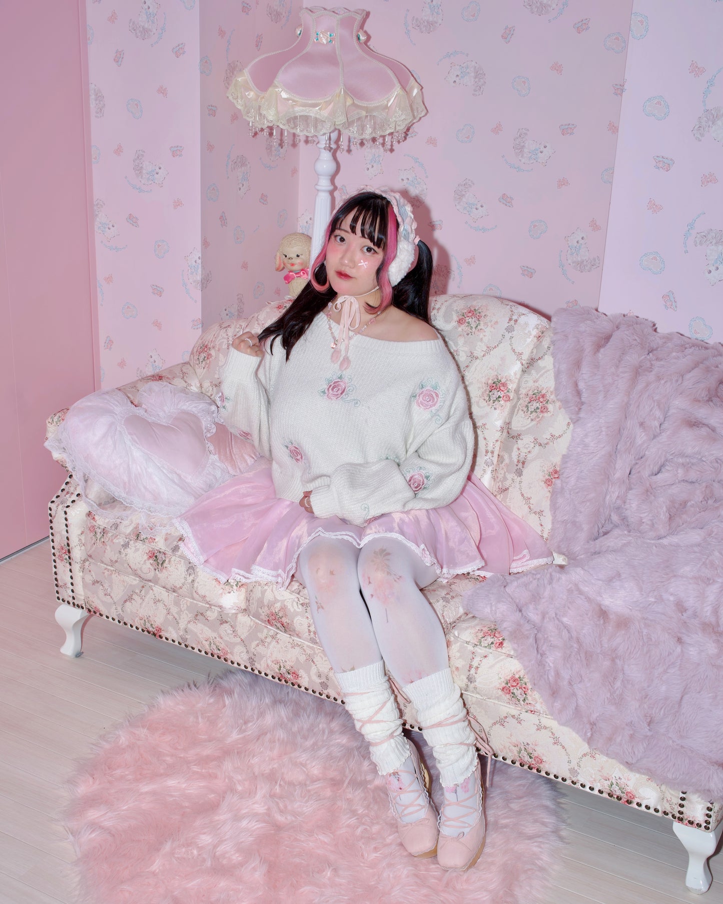 Dreamy Rose Off-Shoulder Jumper - White // PREORDER