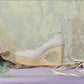 "Cupid's Ballerina" Heart Platform Lace Up Shoes - Cream // PREORDER