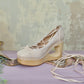 "Cupid's Ballerina" Heart Platform Lace Up Shoes - Cream // PREORDER