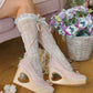 "Cupid's Ballerina" Heart Platform Lace Up Shoes - Powder Pink // PREORDER