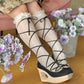 "Cupid's Ballerina" Heart Platform Lace Up Shoes - Black