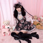 Frilly Rose Puff Hand Crochet Headdress - Black // PREORDER