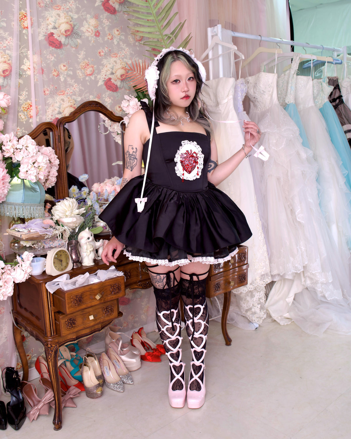Anatomical Heart Corset Dress - Black // PREORDER