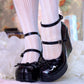 Little Lamb Tabi Wedge Heels - Black // PREORDER