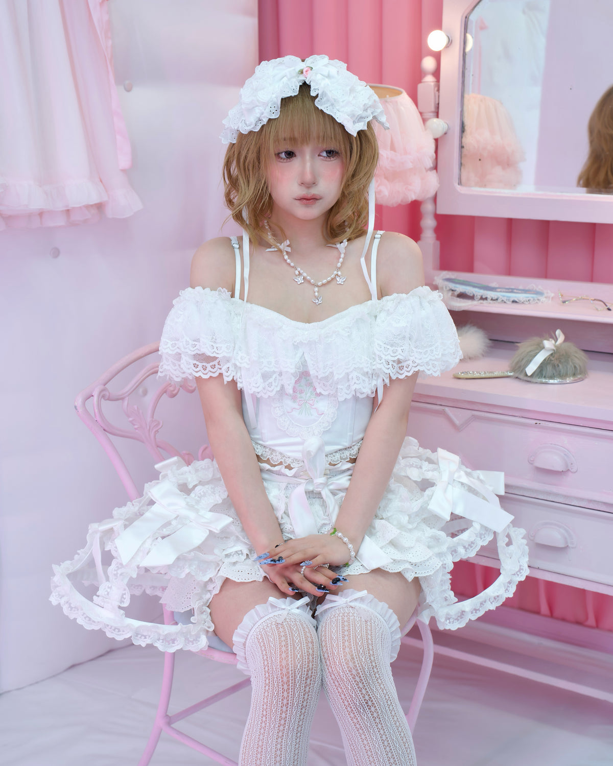 Lace Princess Crinoline Cage Skirt - White // PREORDER