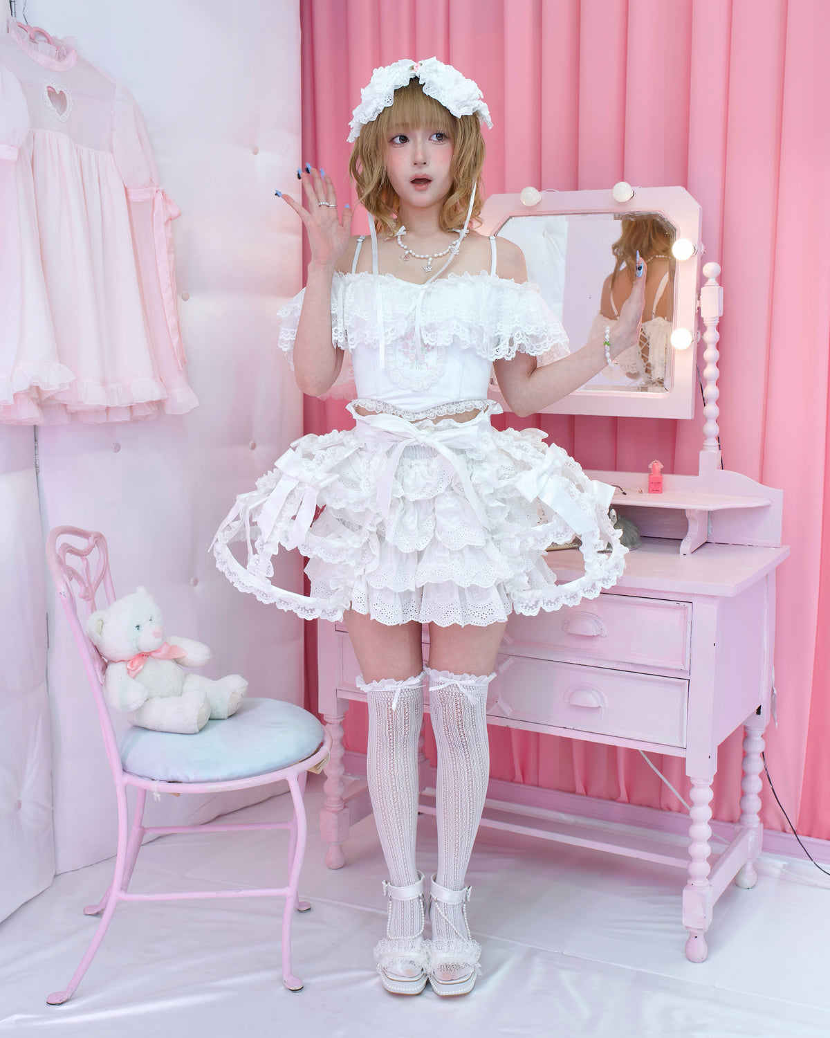Lace Princess Crinoline Cage Skirt - White // PREORDER