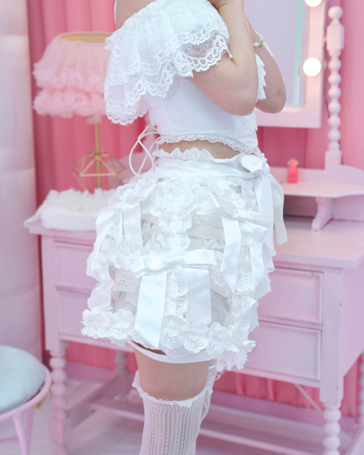 Lace Princess Crinoline Cage Skirt - White // PREORDER