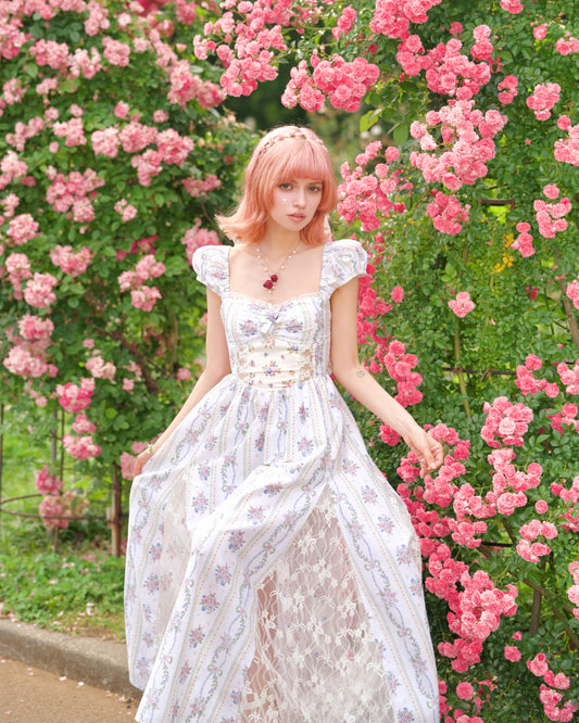Everbloom Lace Peekaboo Dress // Floral Rose PREORDER