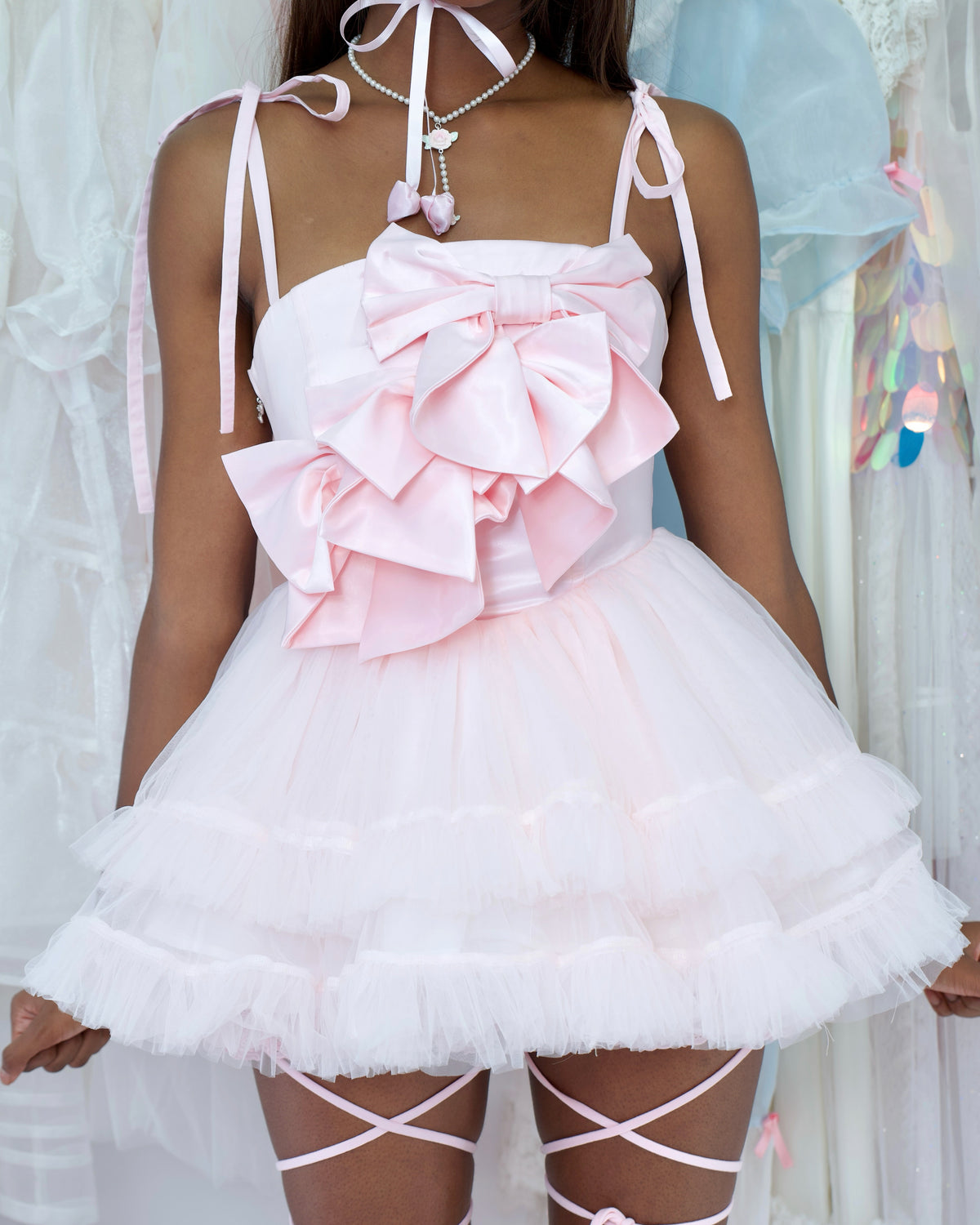 Sugar Ribbon Tulle Dress - Pink // PREORDER