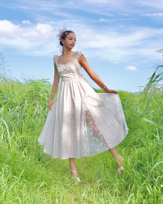Everbloom Lace Peekaboo Dress // Bunny Pink PREORDER