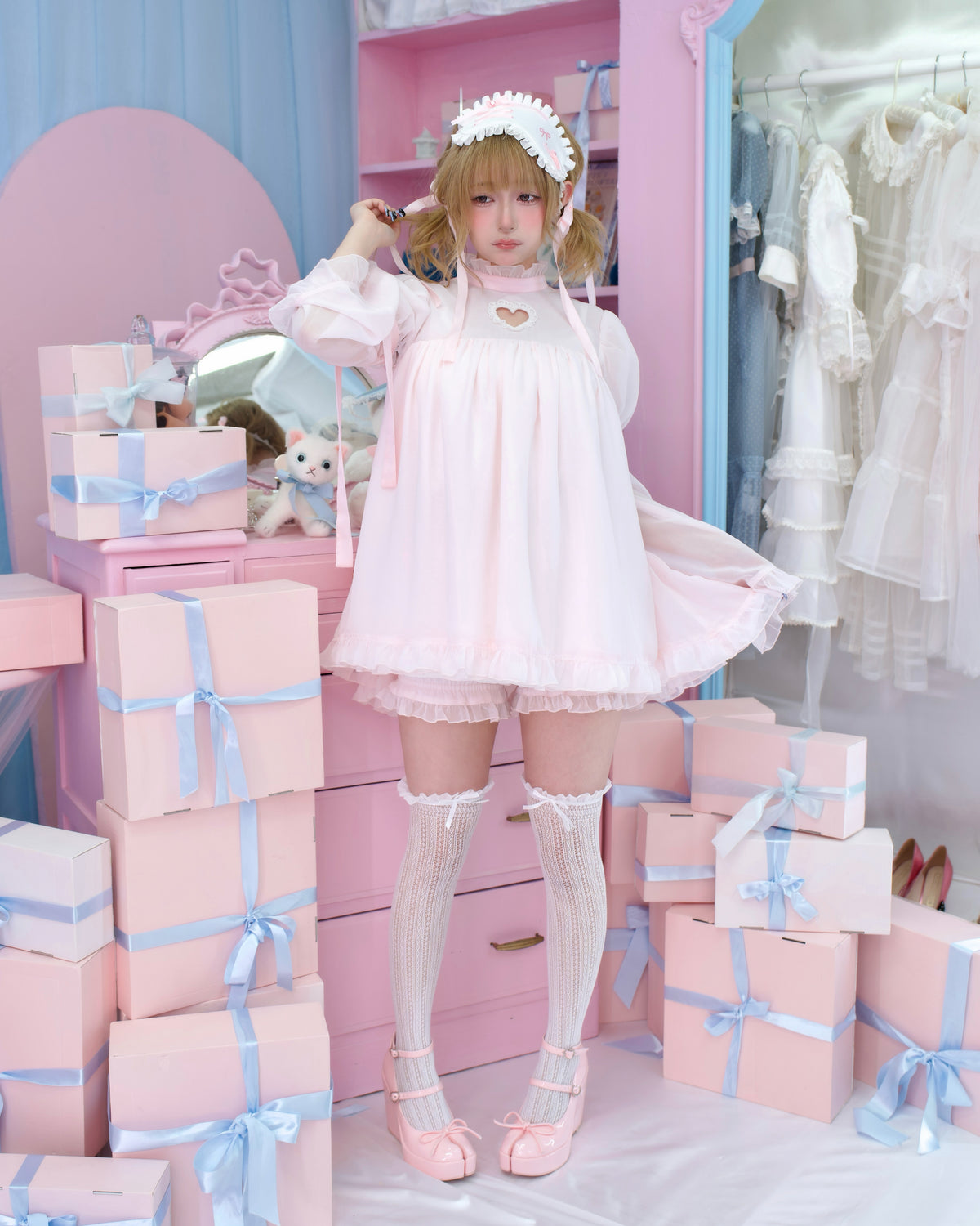 Heart Locked Babydoll Dress - Pink // PREORDER