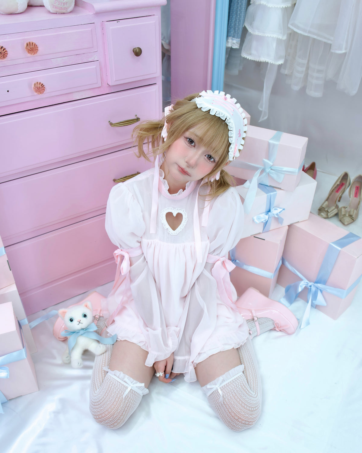 Heart Locked Babydoll Dress - Pink // PREORDER