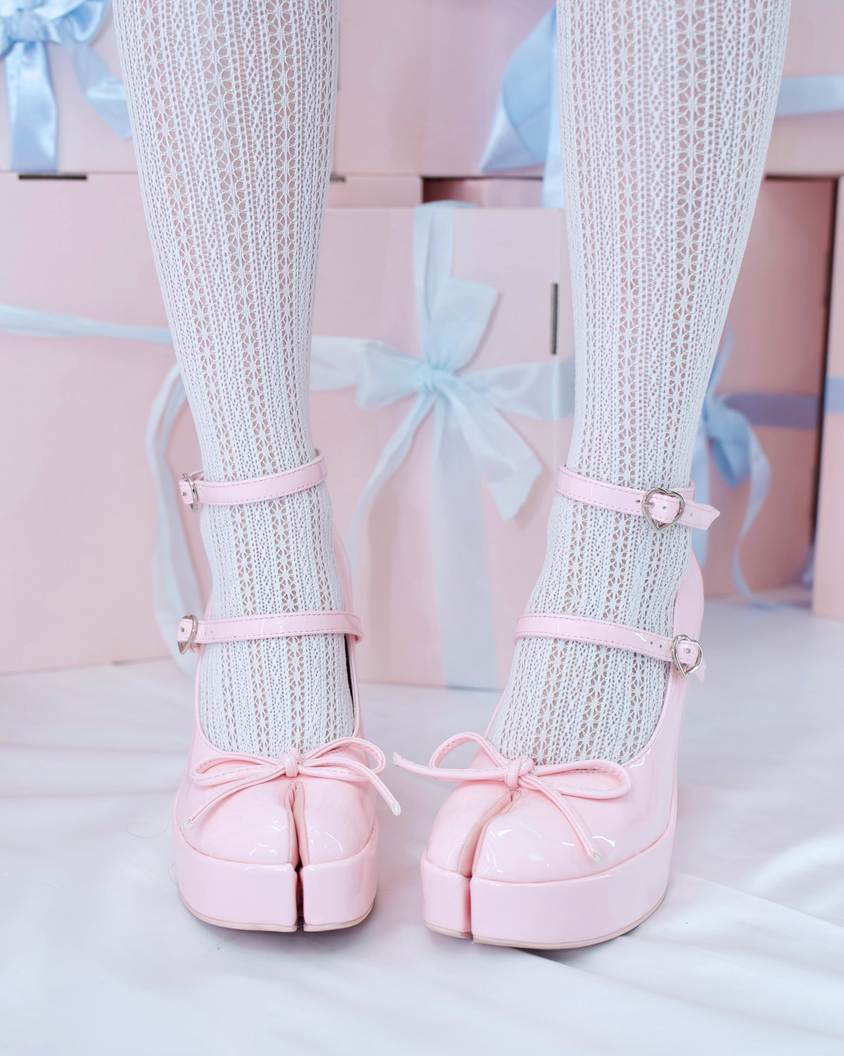 Little Lamb Tabi Wedge Heels - Pink // PREORDER