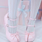 Little Lamb Tabi Wedge Heels - Pink // PREORDER