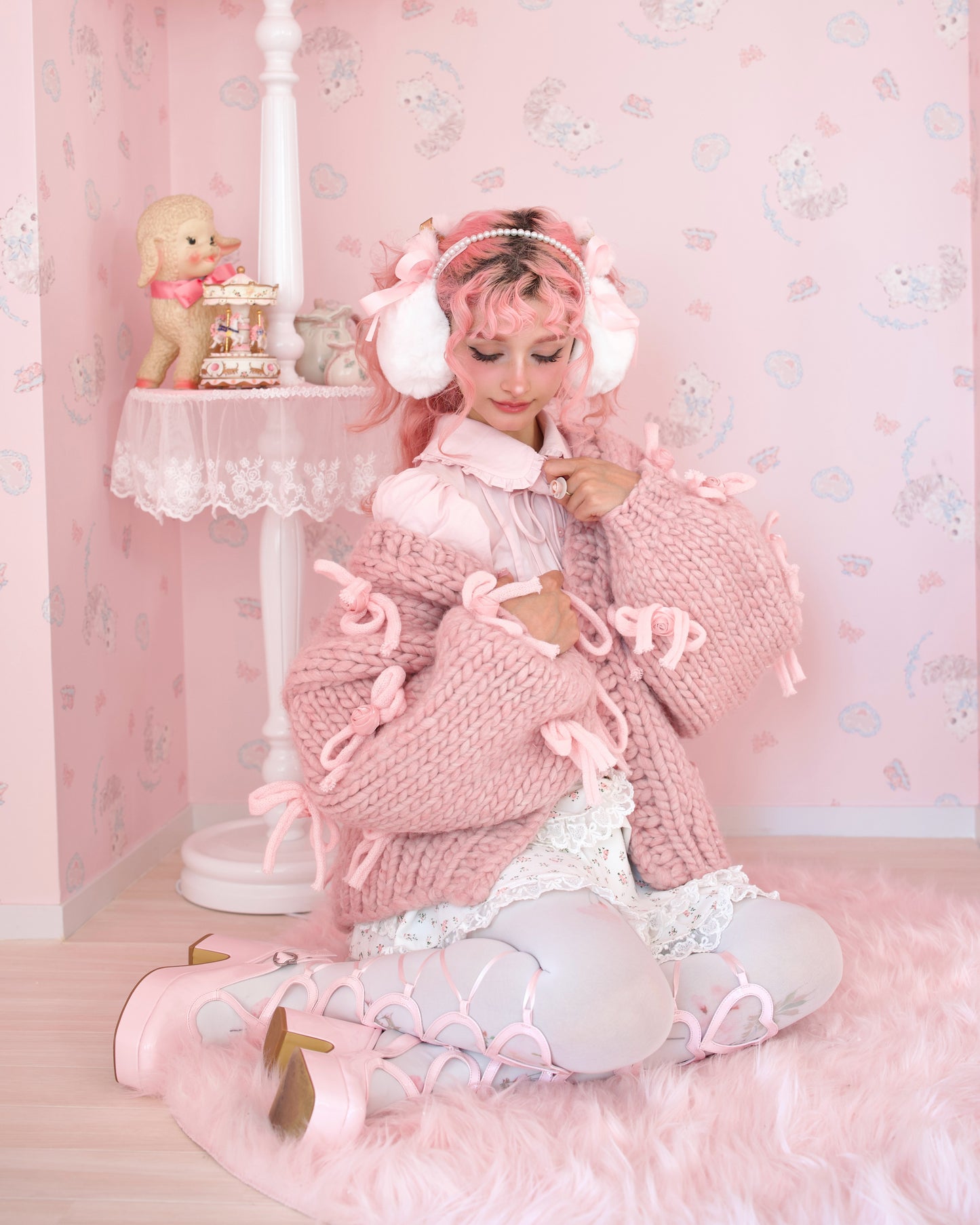 Luxuriously Chunky Hand-Knit Oversized Cardigan - Pink // PREORDER