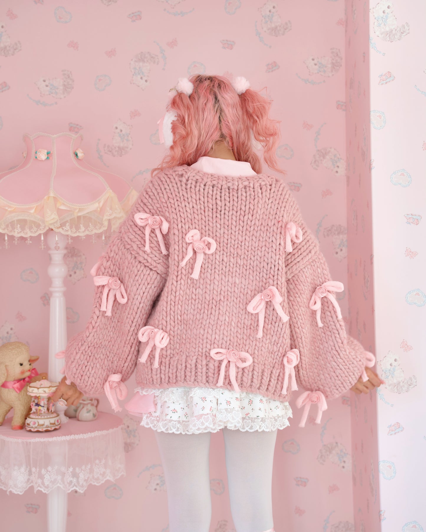 Luxuriously Chunky Hand-Knit Oversized Cardigan - Pink // PREORDER