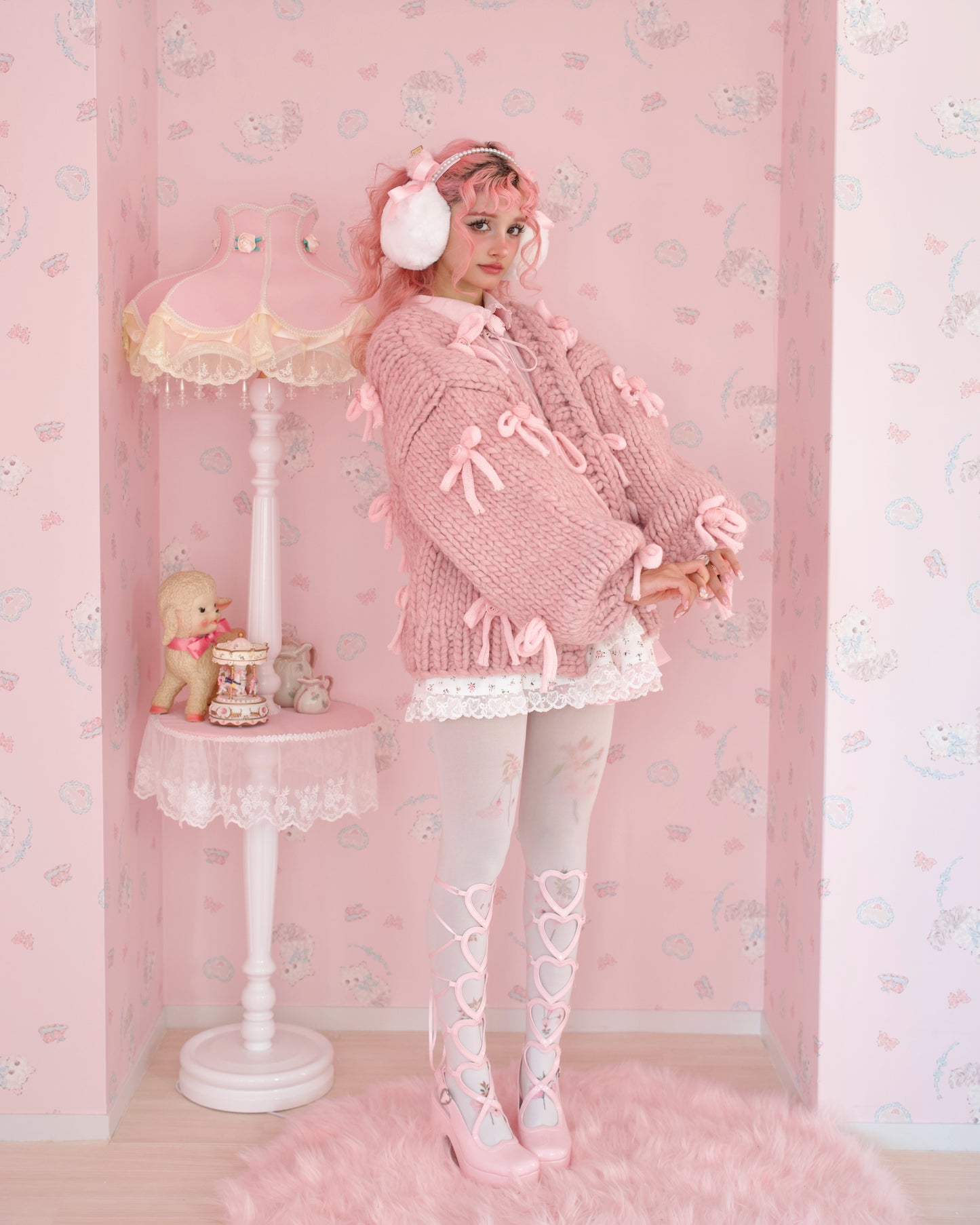 Luxuriously Chunky Hand-Knit Oversized Cardigan - Pink // PREORDER