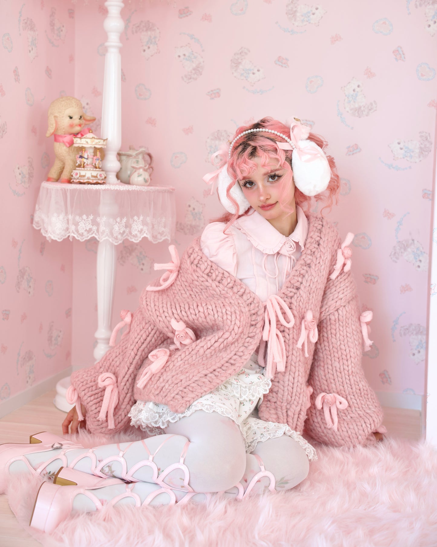 Luxuriously Chunky Hand-Knit Oversized Cardigan - Pink // PREORDER