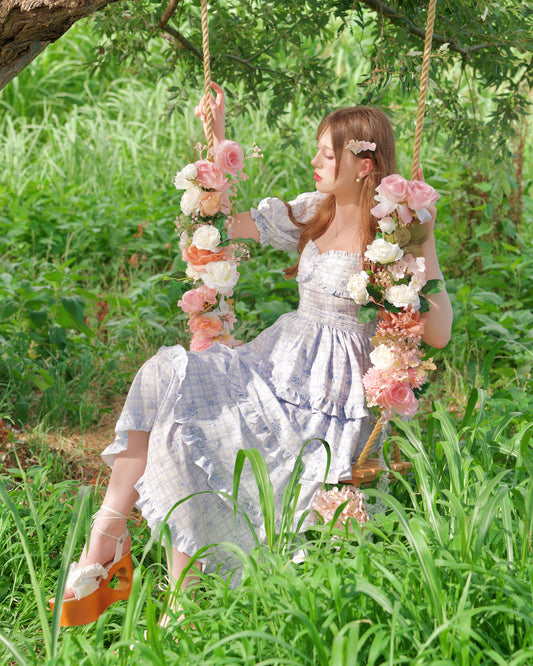Ribbon Sweetheart Long Layer Dress Blue PREORDER