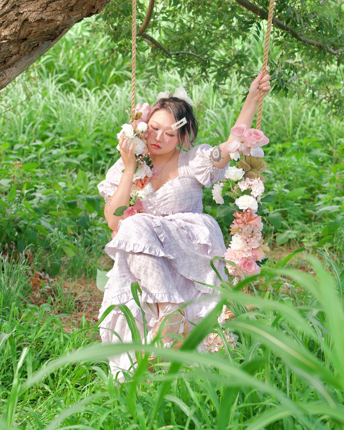 Ribbon Sweetheart Long Layer Dress Lilac PREORDER