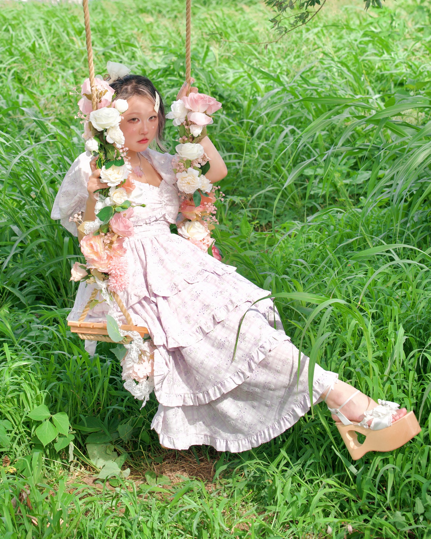 Ribbon Sweetheart Long Layer Dress Lilac PREORDER
