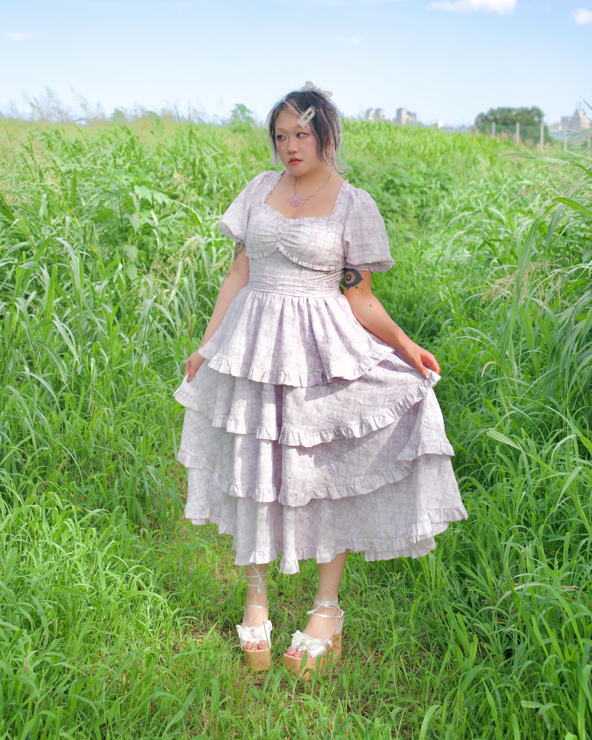 Ribbon Sweetheart Long Layer Dress Lilac Vina of the Valley Ribbon Sweetheart Long Layer Dress Lilac Vina of the Valley