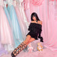 Darling Reverie Off Shoulder Knit Dress Black PREORDER