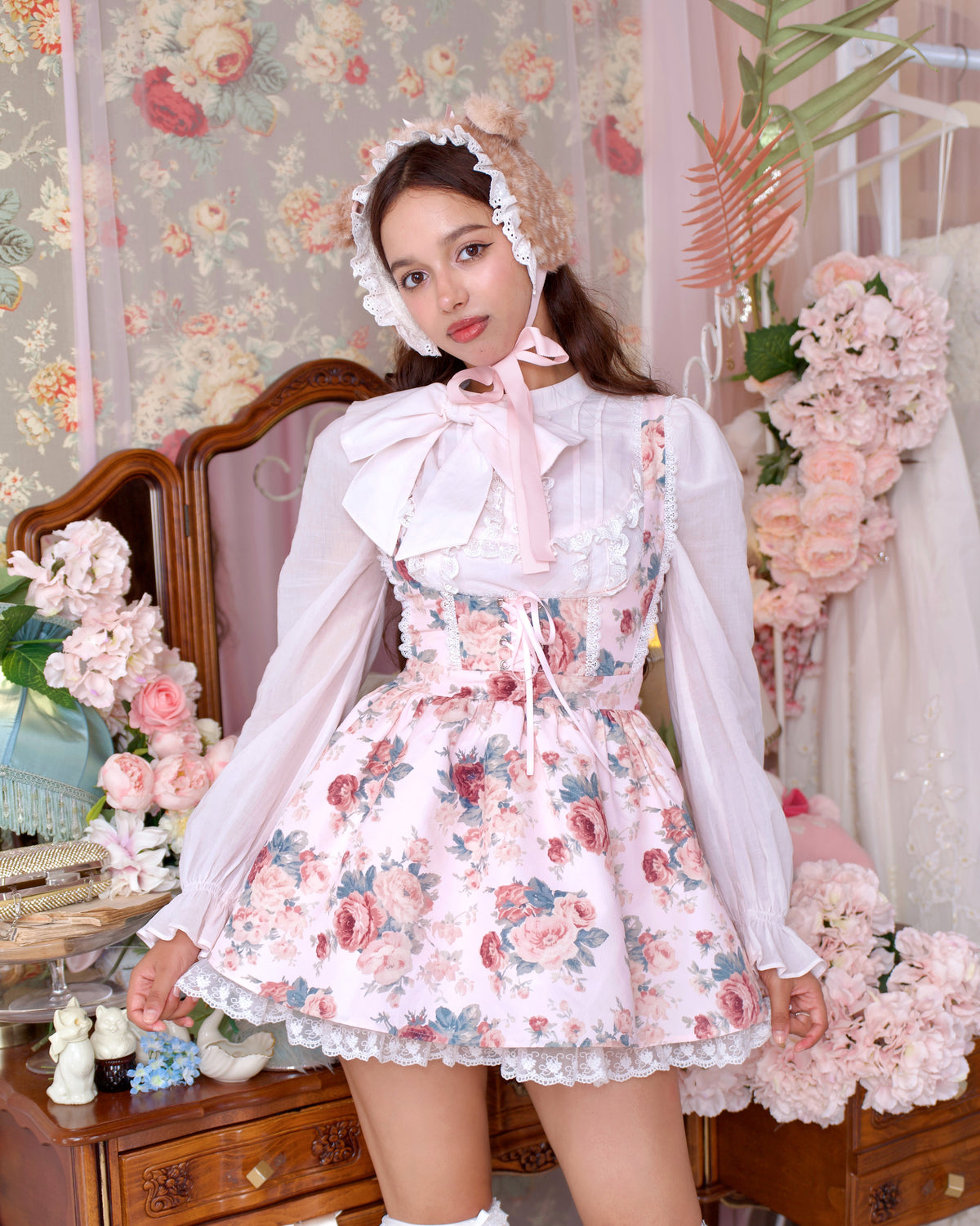 Vintage Rose Jumper Skirt - Pink // PREORDER