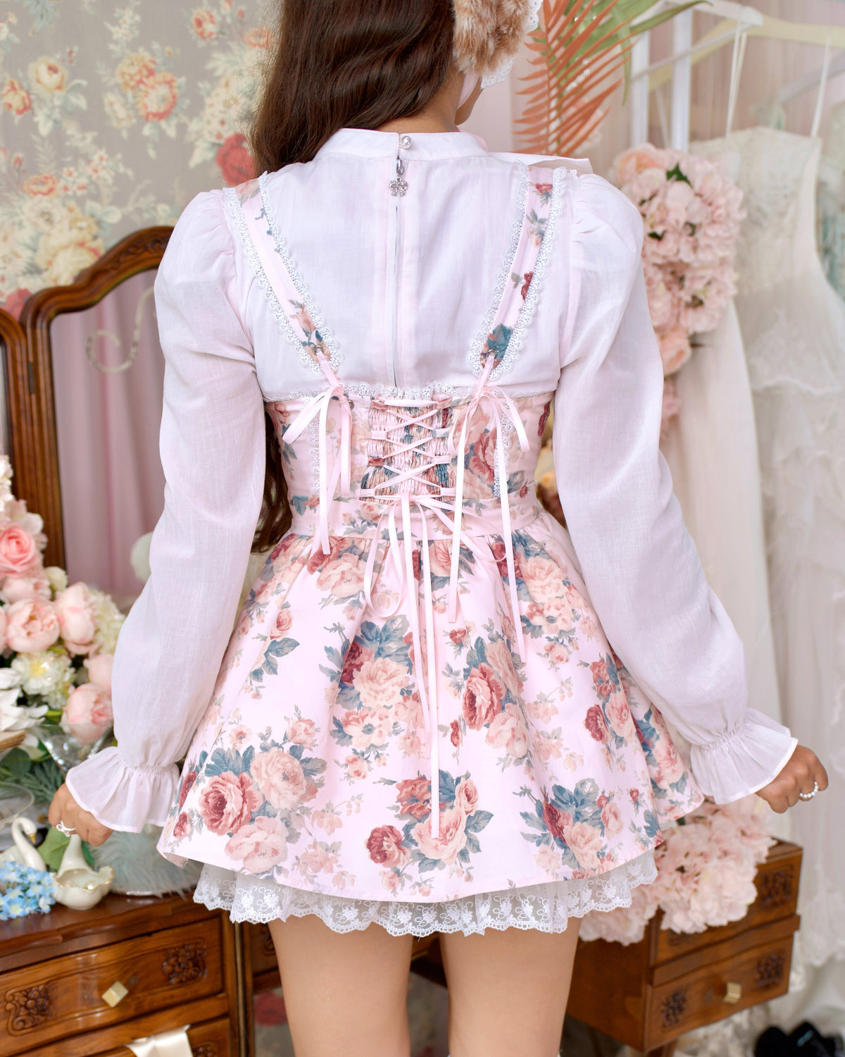 Vintage Rose Jumper Skirt - Pink // PREORDER