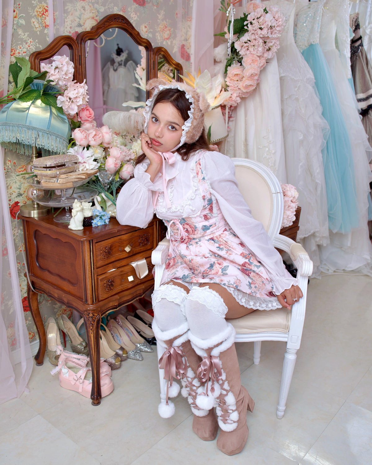 Vintage Rose Jumper Skirt - Pink // PREORDER