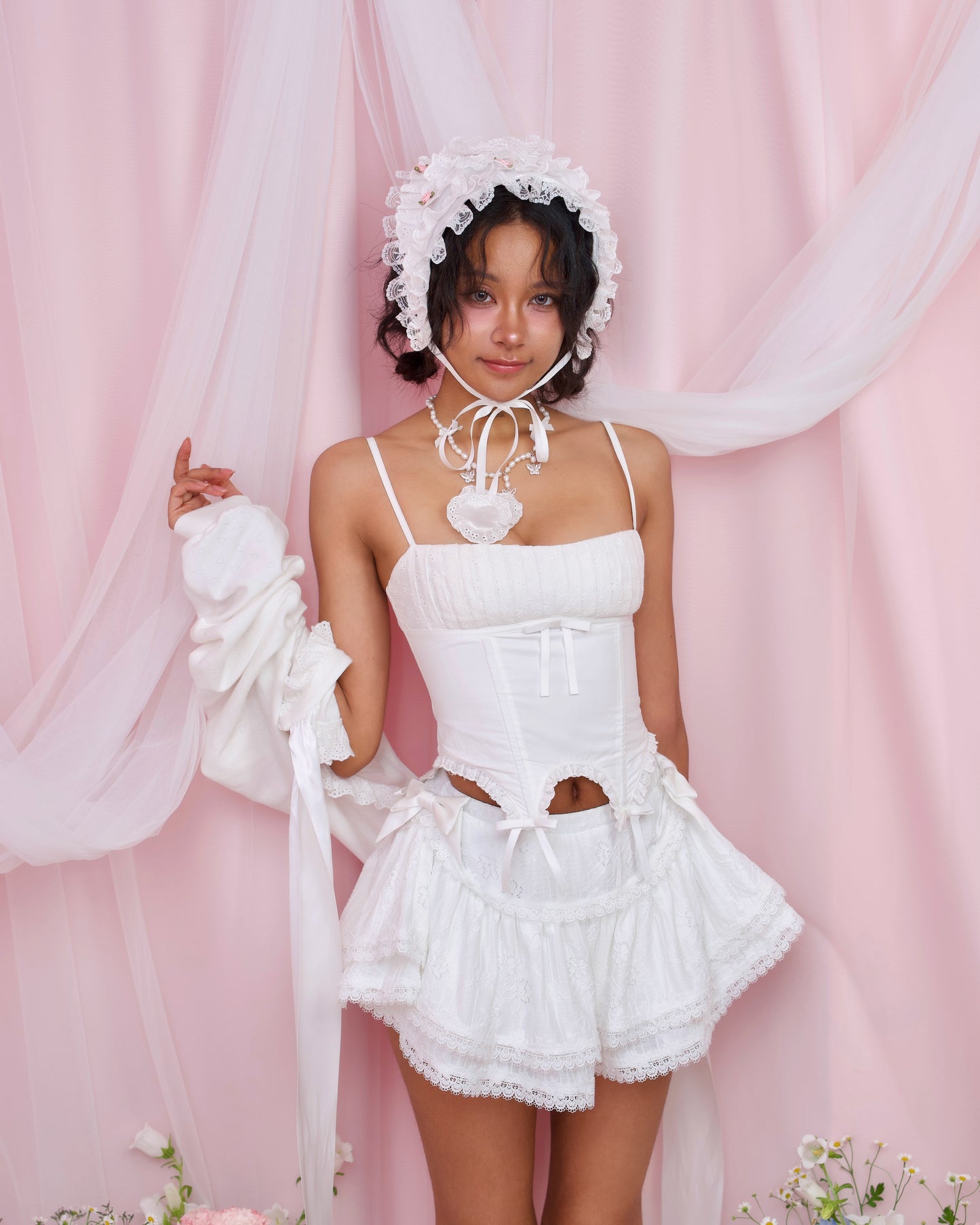 Yume Ribbon Skirt - White // PREORDER