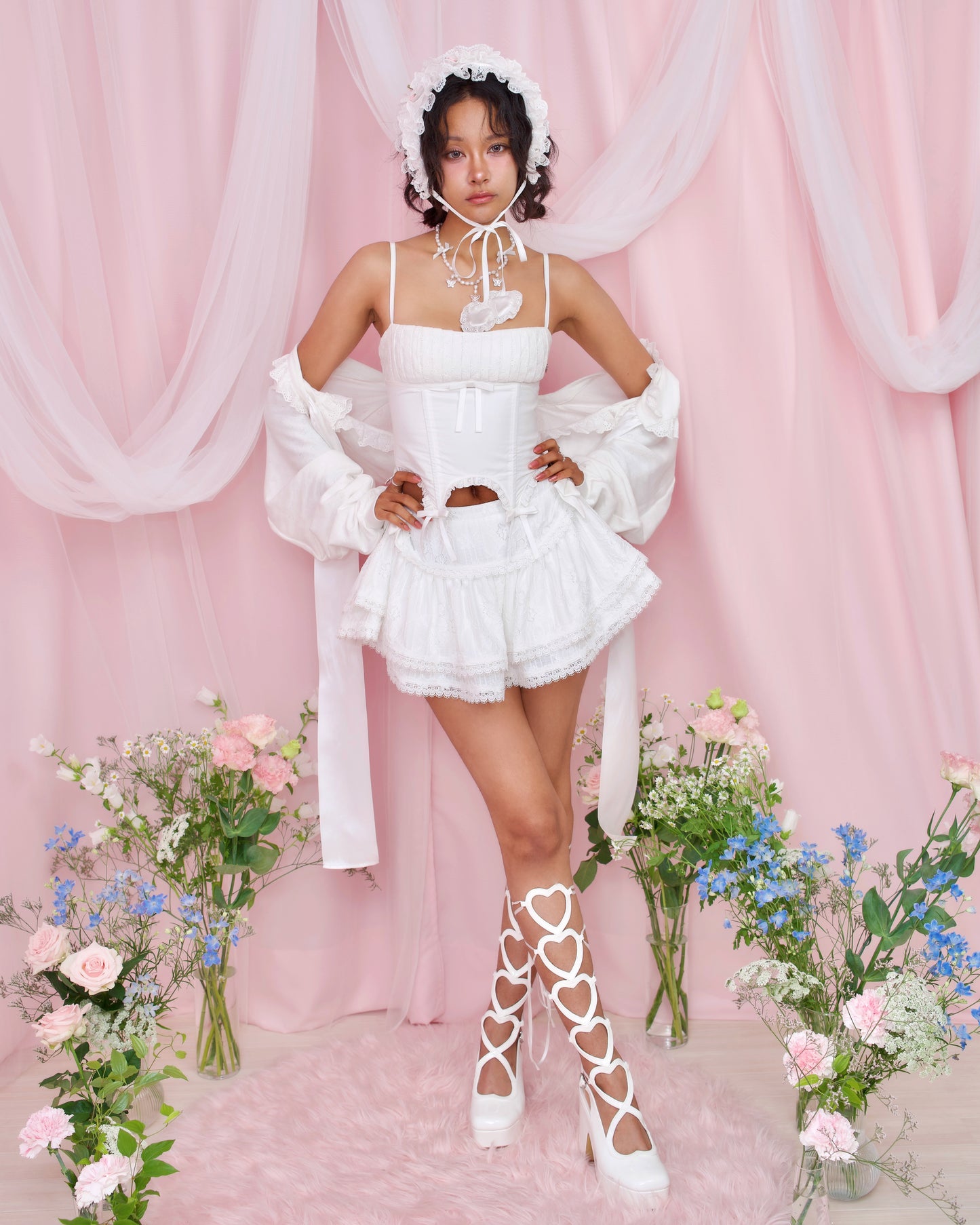 Yume Ribbon Skirt - White // PREORDER