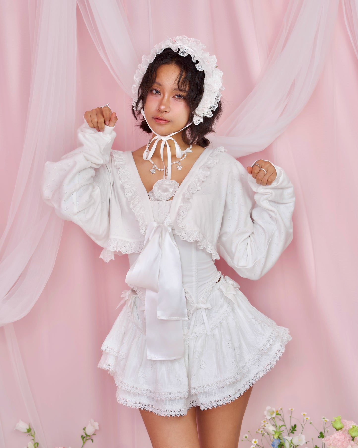 Yours Truly Ribbon Cardigan - White // PREORDER