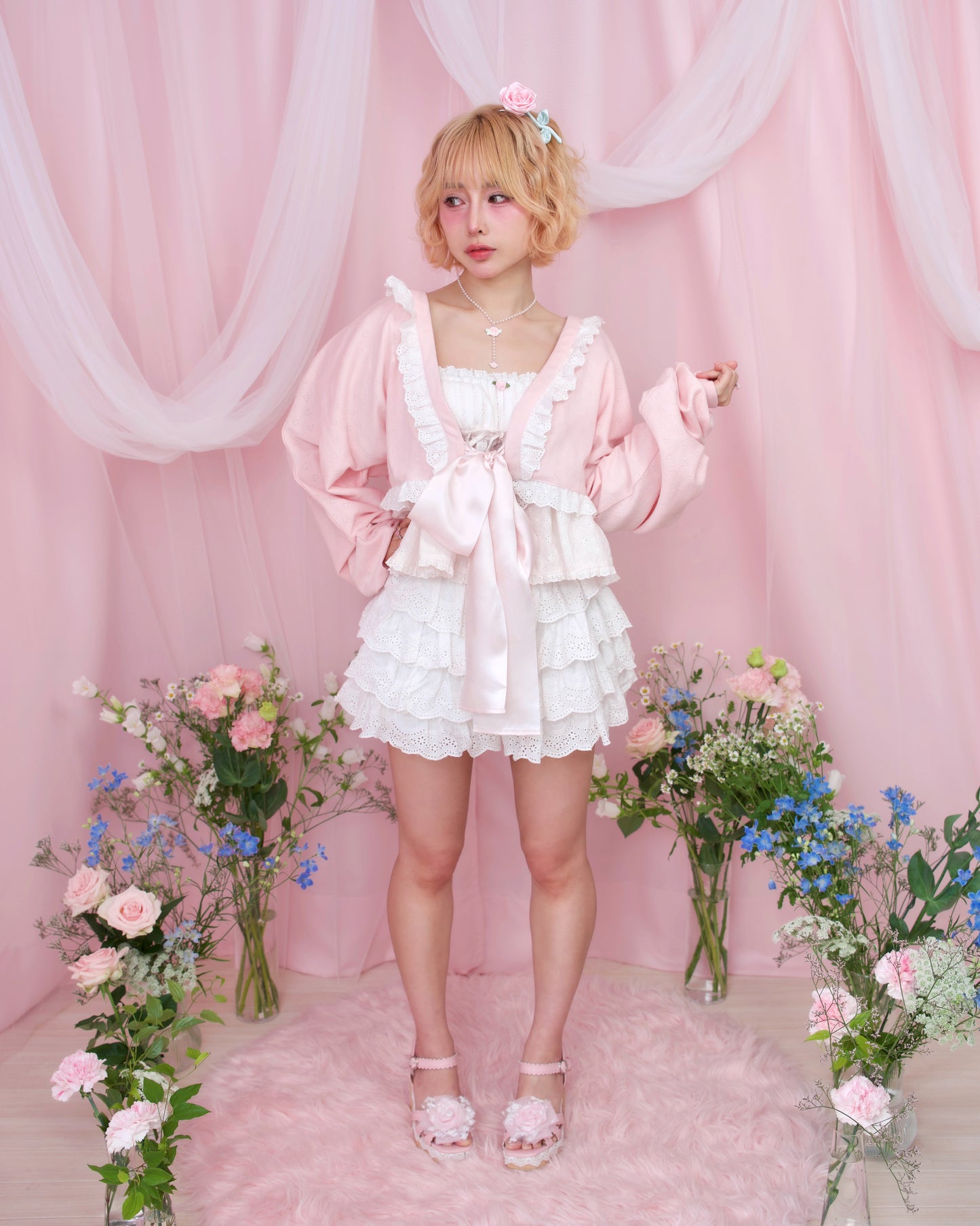 Yours Truly Ribbon Cardigan - Pink // PREORDER