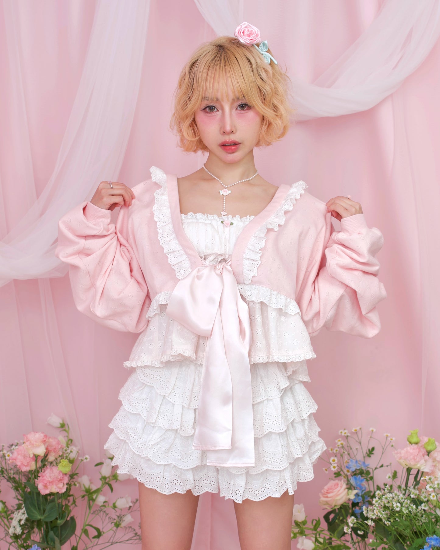 Yours Truly Ribbon Cardigan - Pink // PREORDER