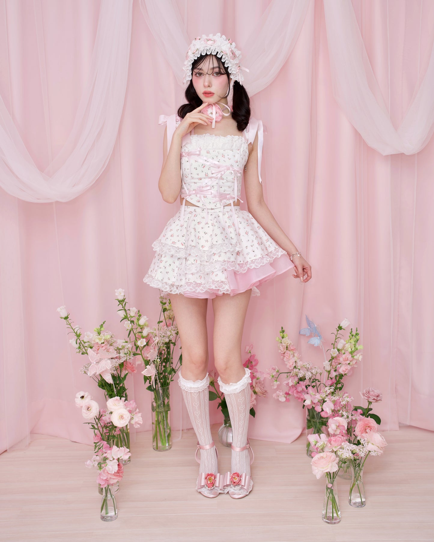 Gift Wrap Corset Blouse - Pink // PREORDER