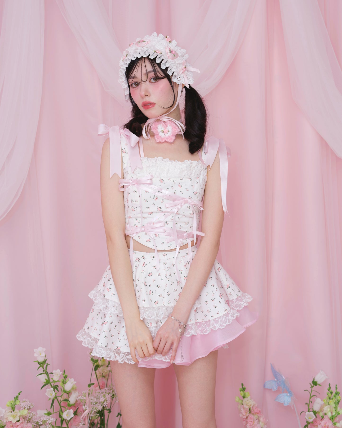 Gift Wrap Corset Blouse - Pink // PREORDER