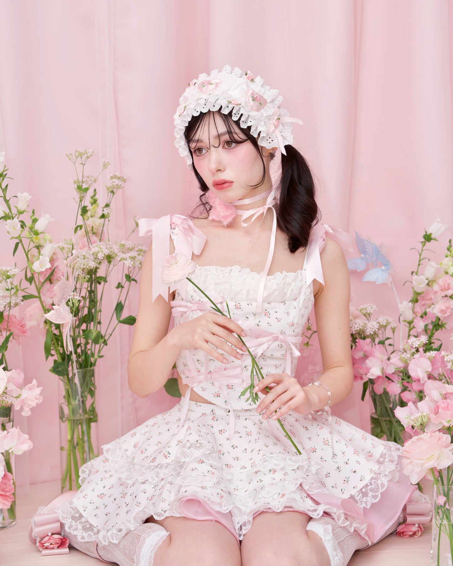 Gift Wrap Corset Blouse - Pink // PREORDER