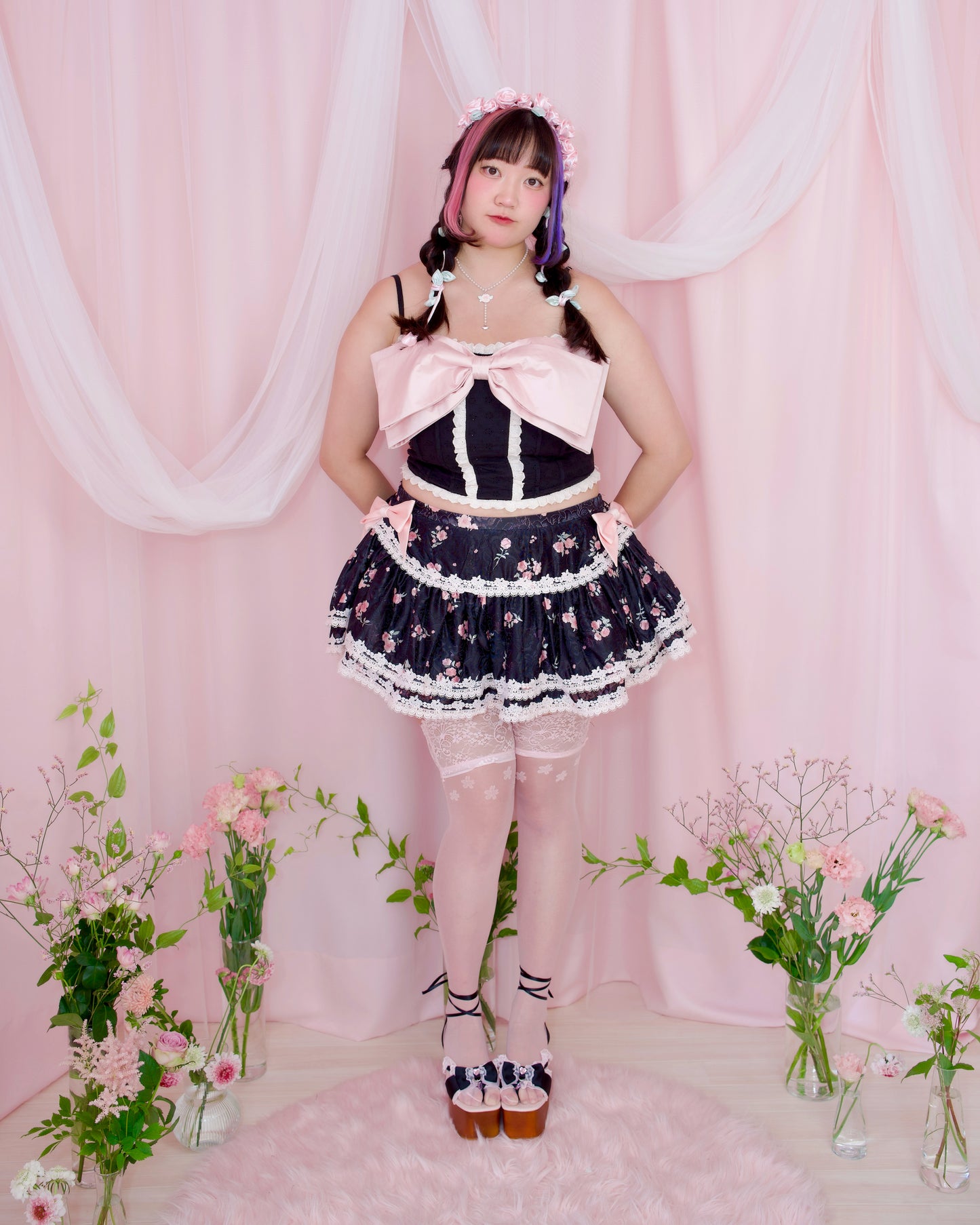 Yume Ribbon Skirt - Black // PREORDER