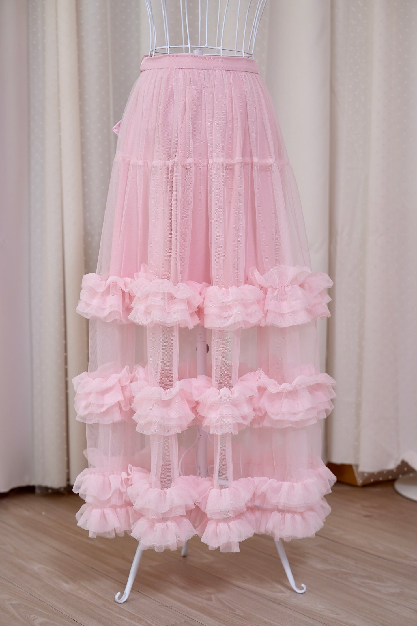 Rosy Twilight Long Tulle Skirt