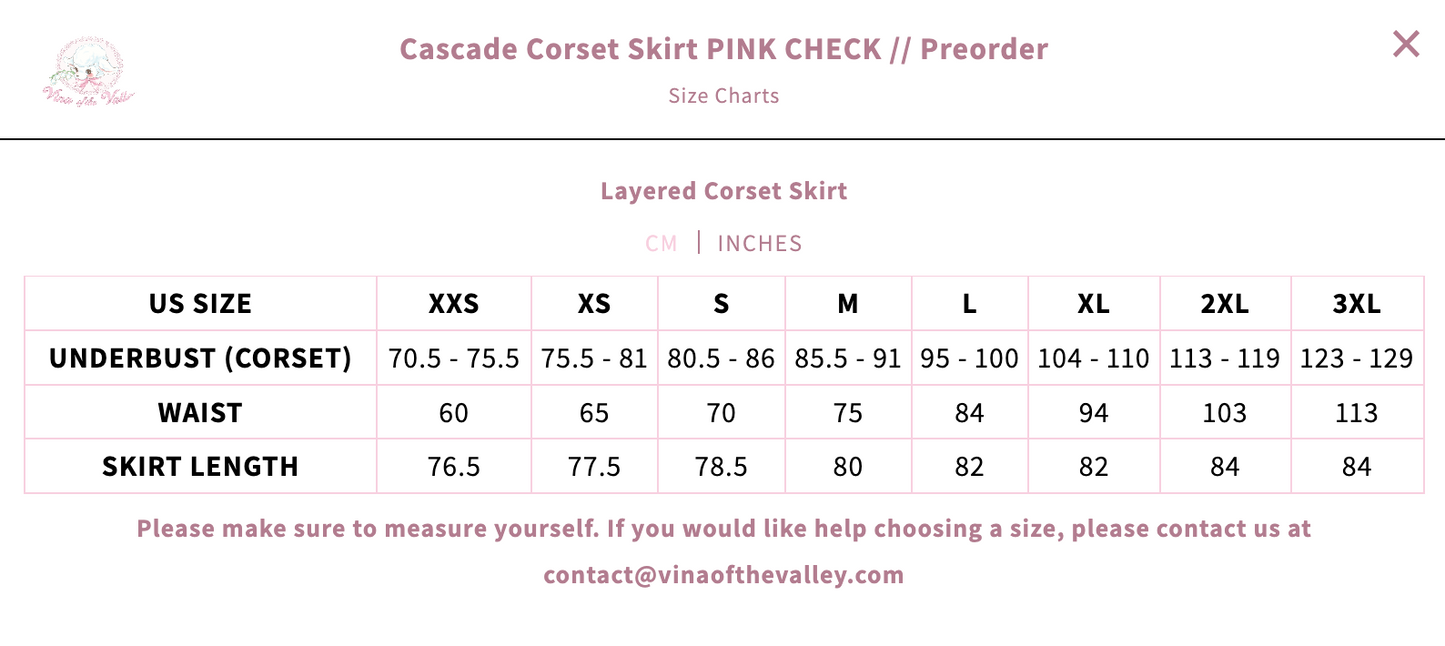 Cascade Corset Skirt RED CHECK // Preorder