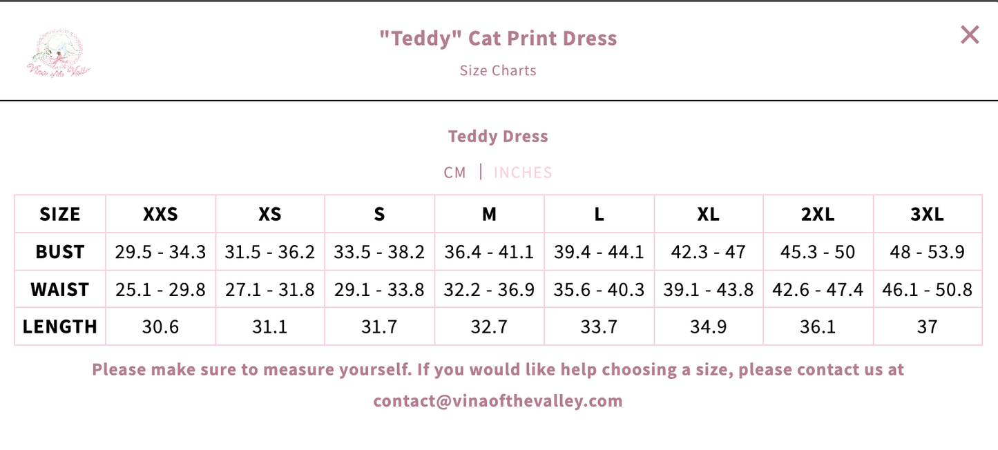 "Teddy" Cat Print Dress // PREORDER