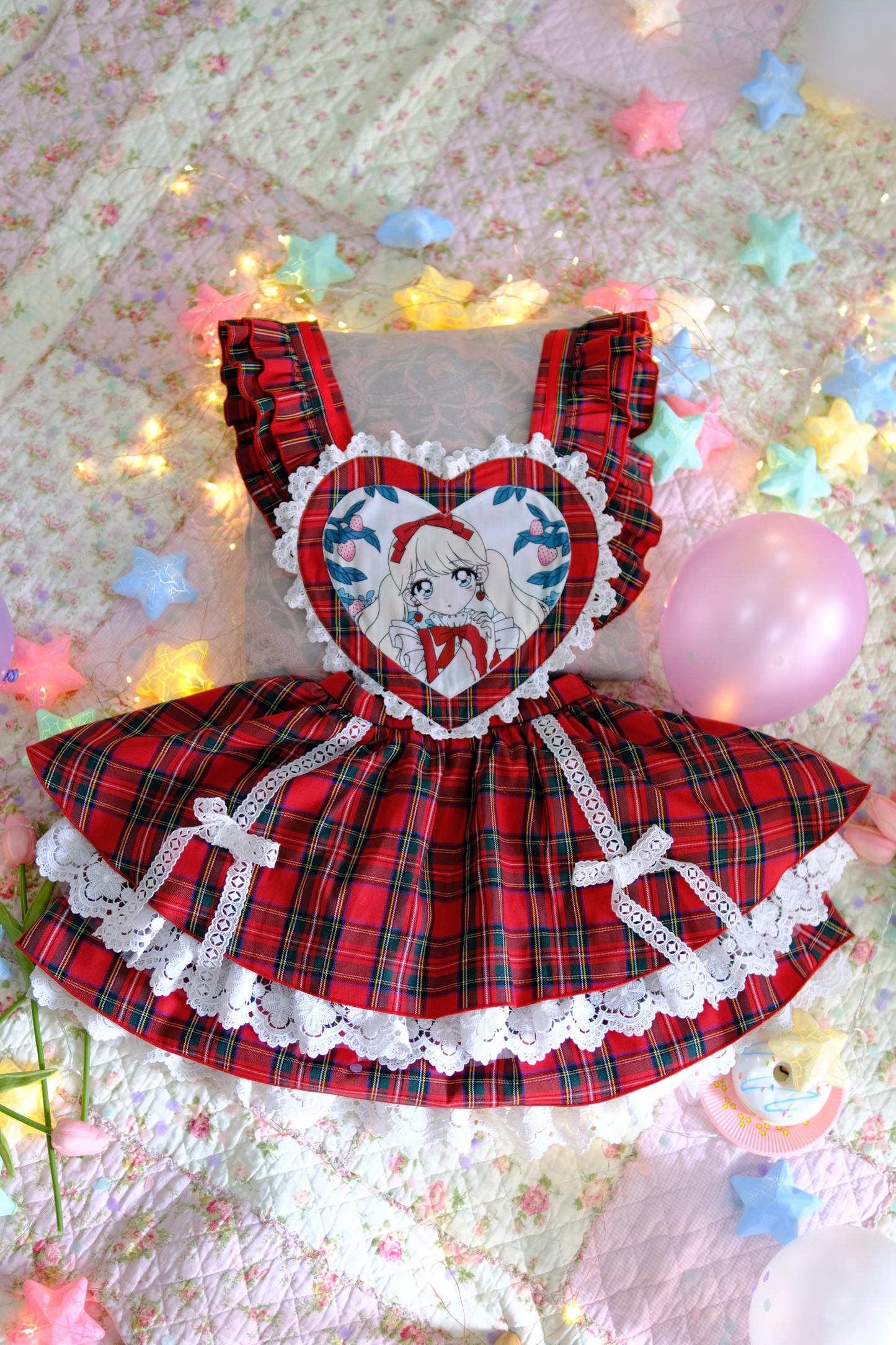 Romantic At Heart Red Check Apron Dress